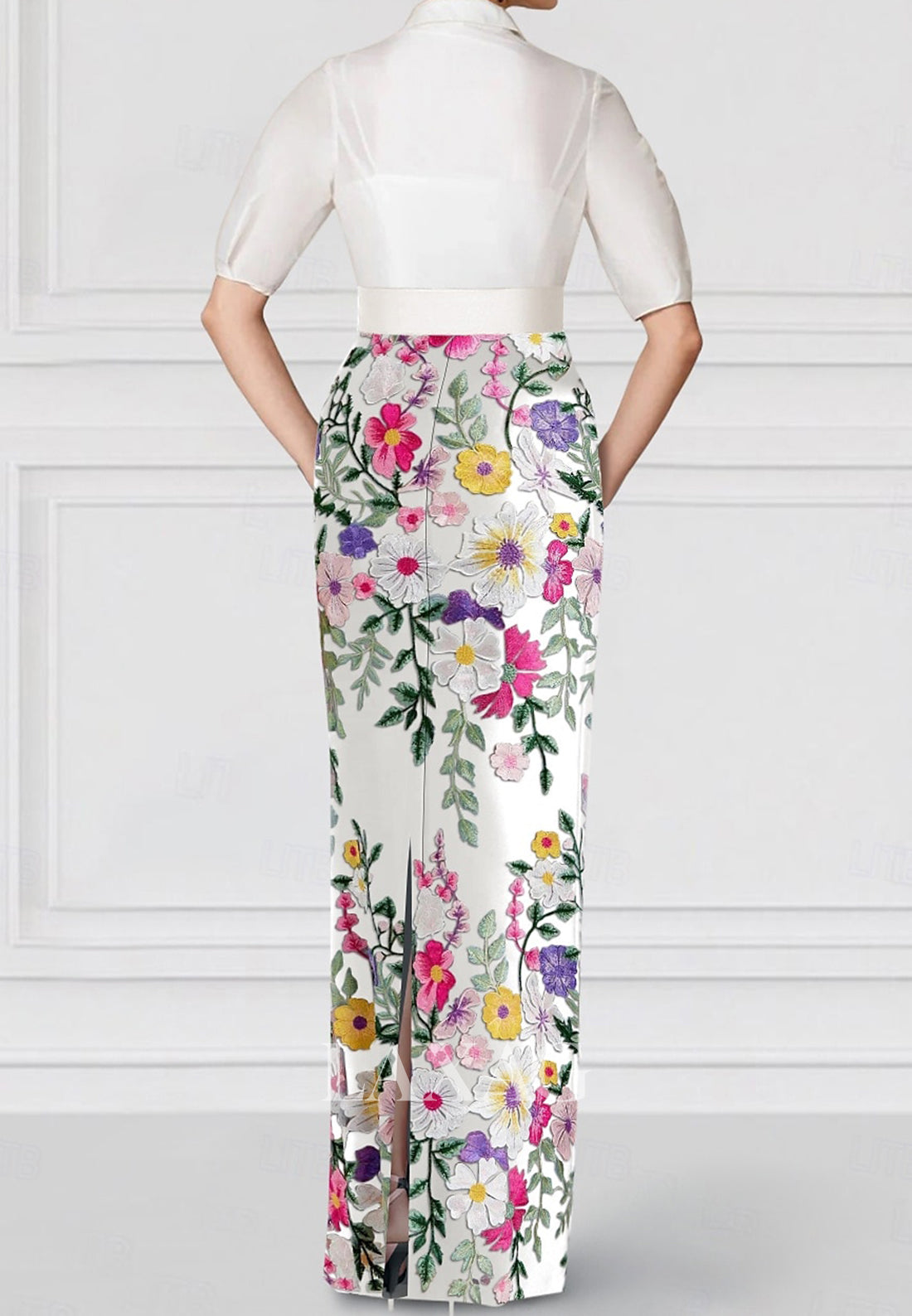 Simple Jacquard Satin Pleated Floor-Length Mermaid Mother of the Bride Dress