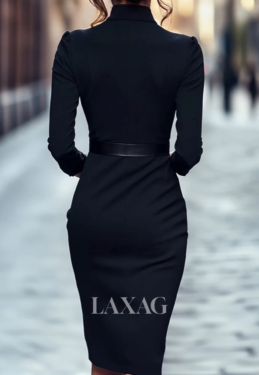 V-Neck Long-Sleeves Mermaid Mother of the Bride Dress Simple Knee-Length Satin Formal Gowns