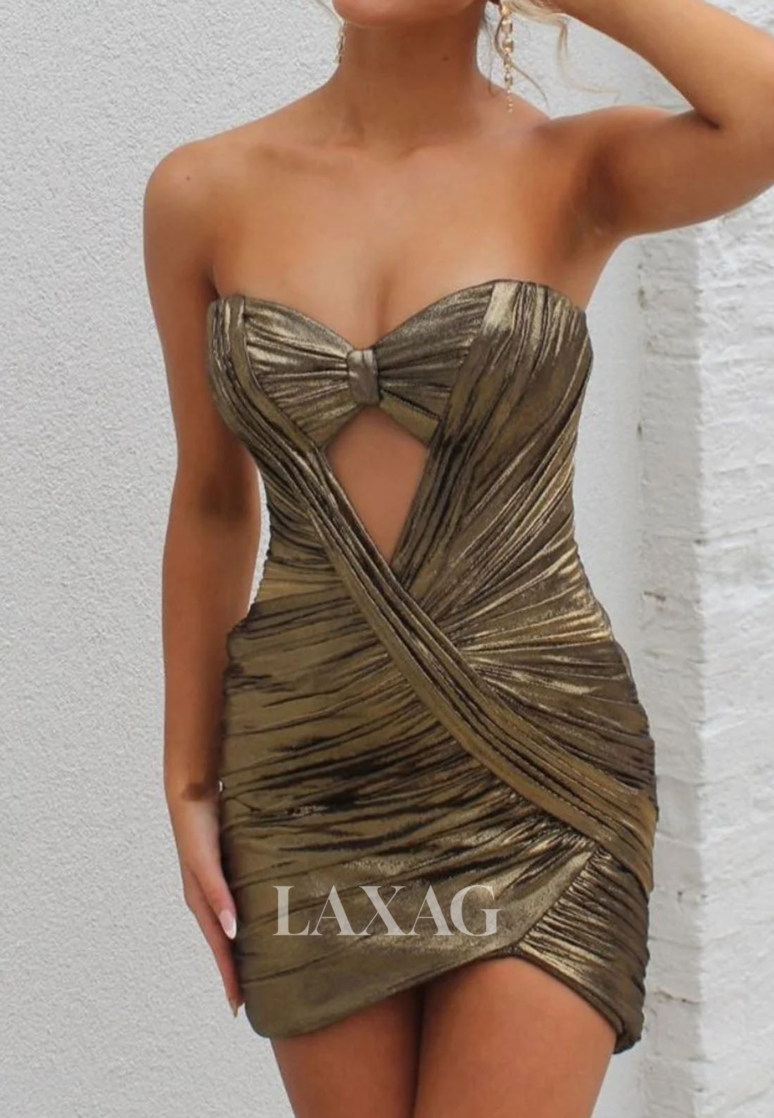 Sweetheart Off-Shoulder Sleeveless Pleated Metallic-Satin Mermaid Party Homecoming Dress