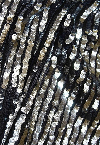 High-Neck Long-Sleeves Floor-Length Formal Gowns Fully Sequined Floor-Length Mermaid Evening Dress