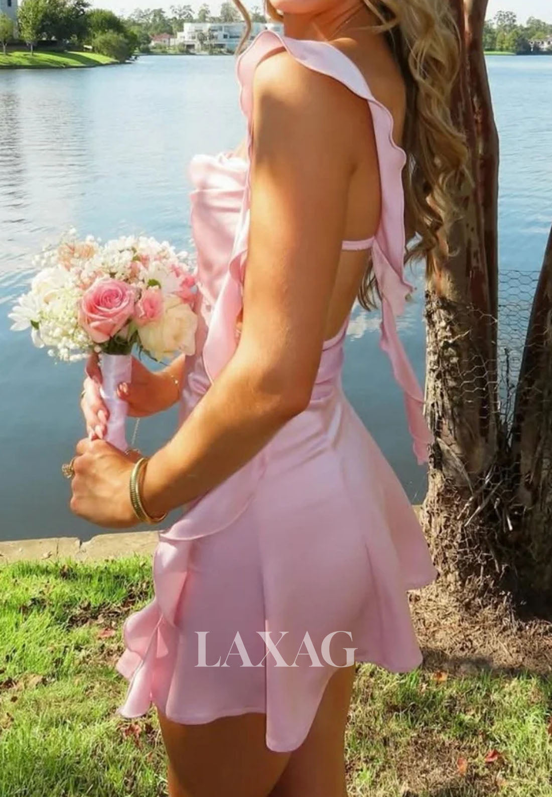 Simple Sweetheart Straps Sleeveless Pleated Satin A-Line Party Homecoming Dress