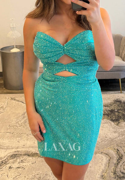 Sweetheart Off-Shoulder Sleeveless Fully Beaded Pleated Cutout Mermaid Party Homecoming Dress