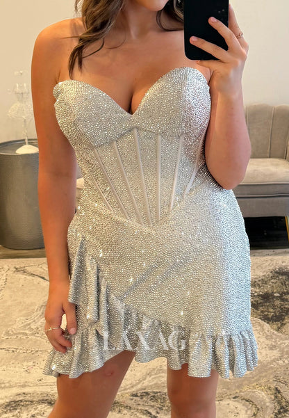 Sweetheart Off-Shoulder Sleeveless Fully Beaded Short Mermaid Party Homecoming Dress