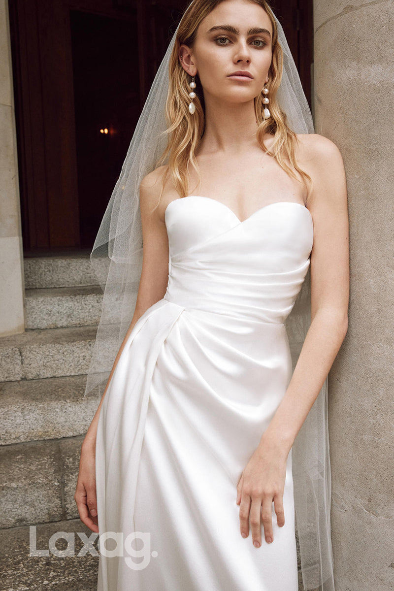 15649 - Sweetheart Side Split Empire Draped Wedding Dress