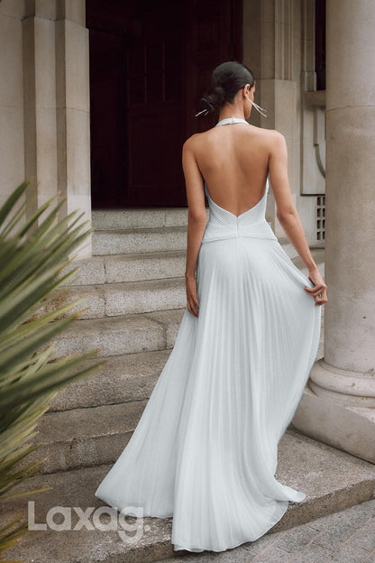 15650 - Halter Low V-Neck Empire Long Wedding Dress