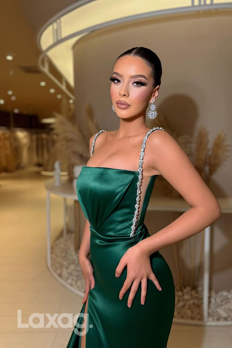 Green 2024 rhinestone dress