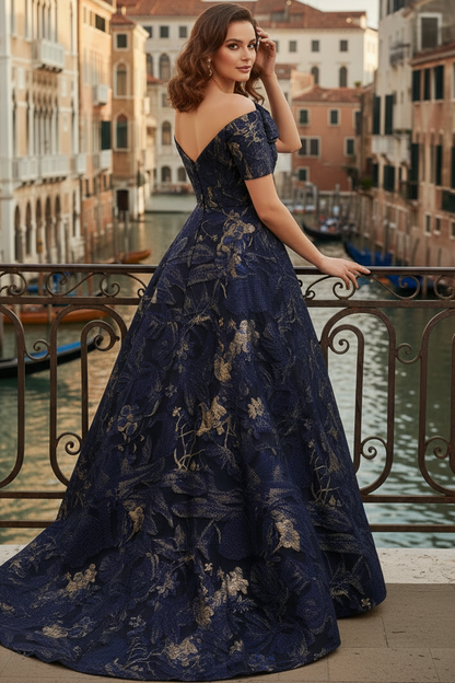 Bateau-Neck Sleeveless Jacquard Satin Pleated Floor-Length A-Line Formal Cocktail Dress
