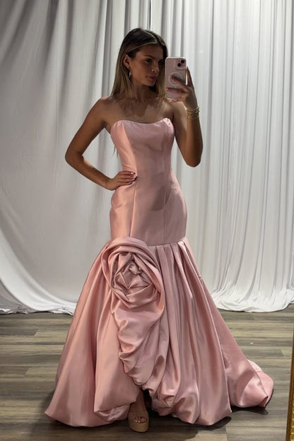 Sweetheart Off-Shoulder Floral Embossed Pleated Satin Trumpet Mermaid Prom Dress