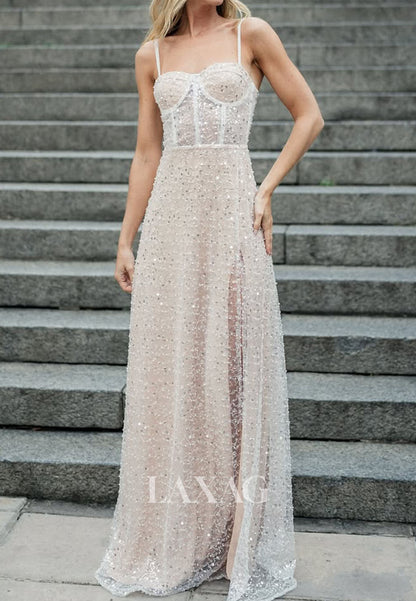 Sweetheart Spaghetti Straps Party Gowns Sleeveless Fully Sequined Beaded Fitted Prom Dress