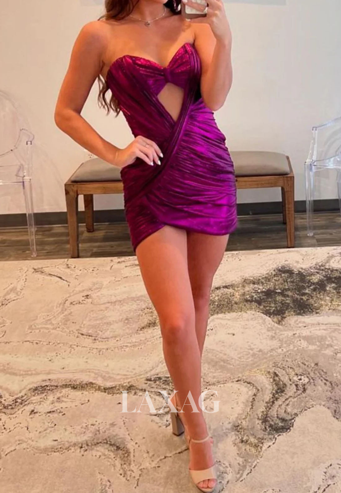 Sweetheart Off-Shoulder Sleeveless Pleated Metallic-Satin Mermaid Party Homecoming Dress