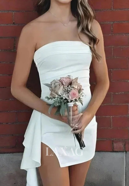 Tube Top Off-Shoulder Sleeveless Pleated Satin Mermaid Party Homecoming Dress