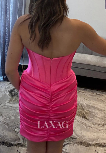 Simple Off-Shoulder Sleeveless Sweetheart Pleated Satin Mermaid Party Homecoming Dress