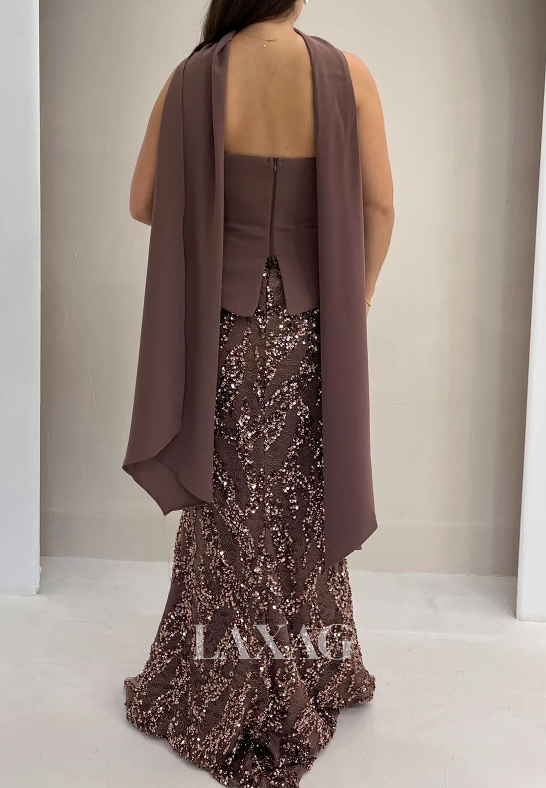 Tube Top Sleeveless Floor-Length Mermaid Evening Dress Off-Shoulder Sequined Satin Formal Gowns