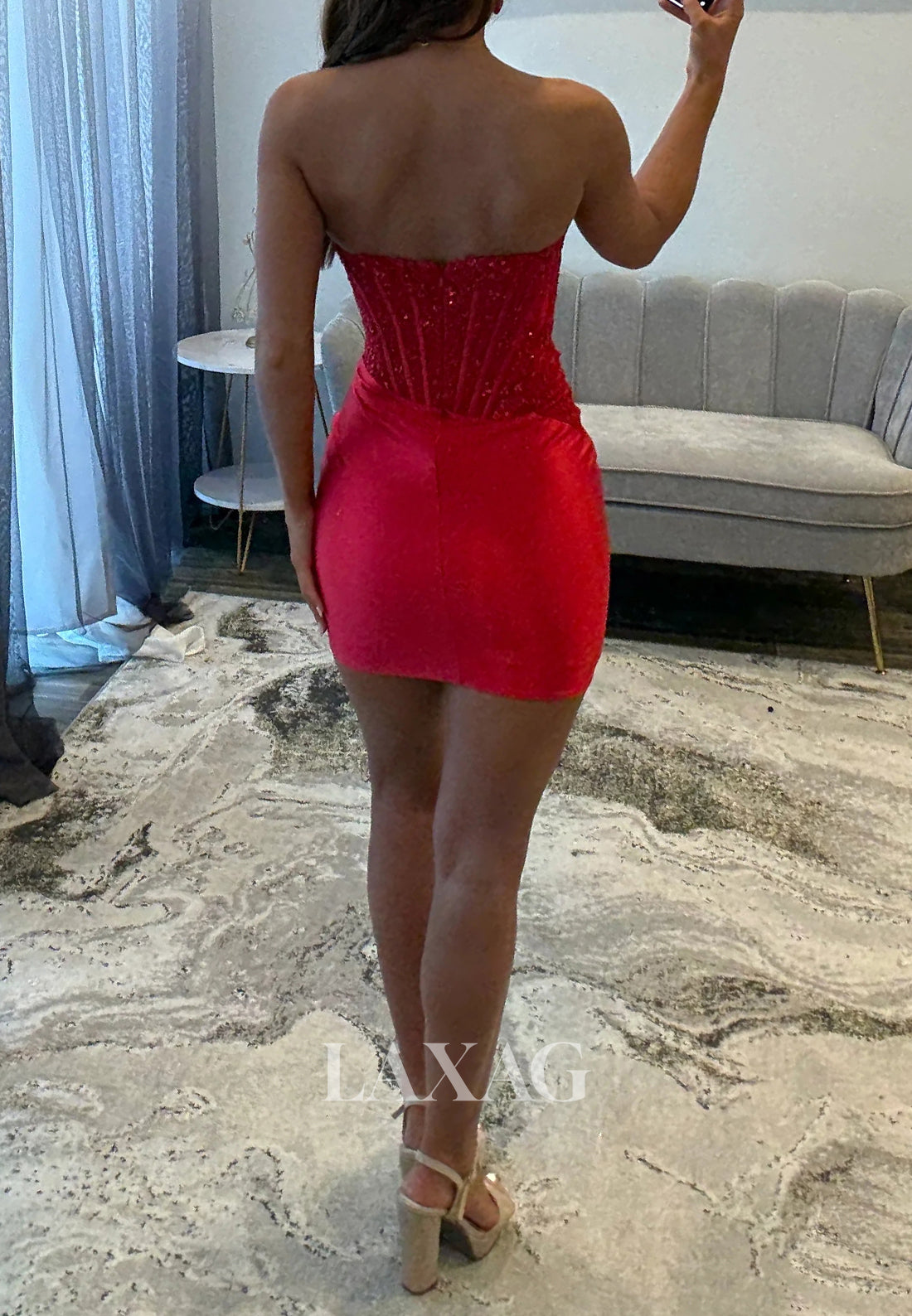 Scoop-Neck Sleeveless Applique Sequined Pleated Satin Mermaid Party Homecoming Dress