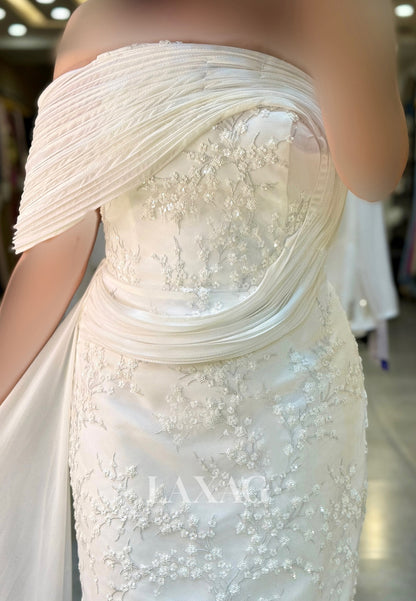 Off-Shoulder Tube Top Sleeveless Sequined Pleated Chiffon Short Mermaid Party Homecoming Dress