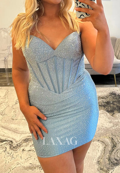 Sweetheart Off-Shoulder Sleeveless Fully Beaded Short Mermaid Party Homecoming Dress