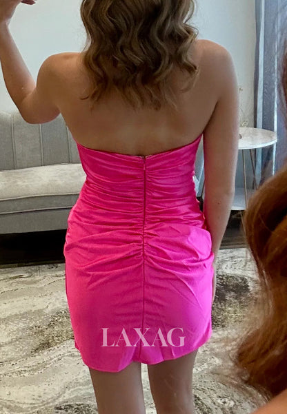 Off-Shoulder Sweetheart Sleeveless Cutout Pleated Satin Mermaid Simple Party Homecoming Dress