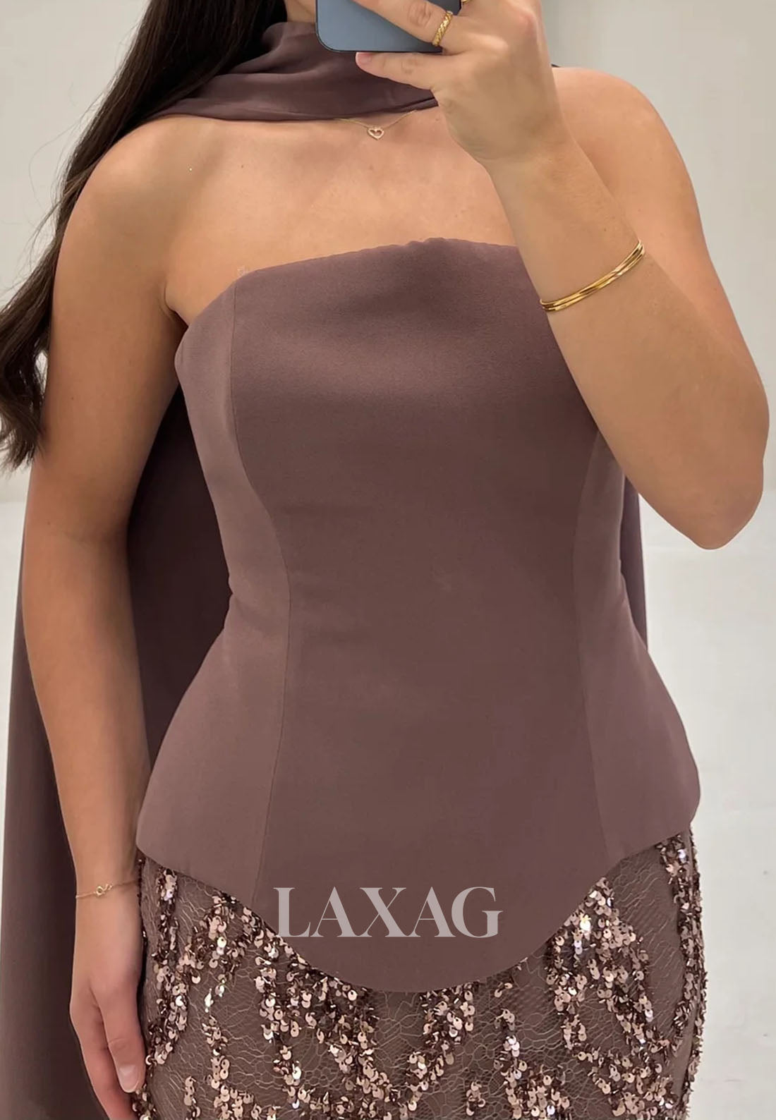 Tube Top Sleeveless Floor-Length Mermaid Evening Dress Off-Shoulder Sequined Satin Formal Gowns