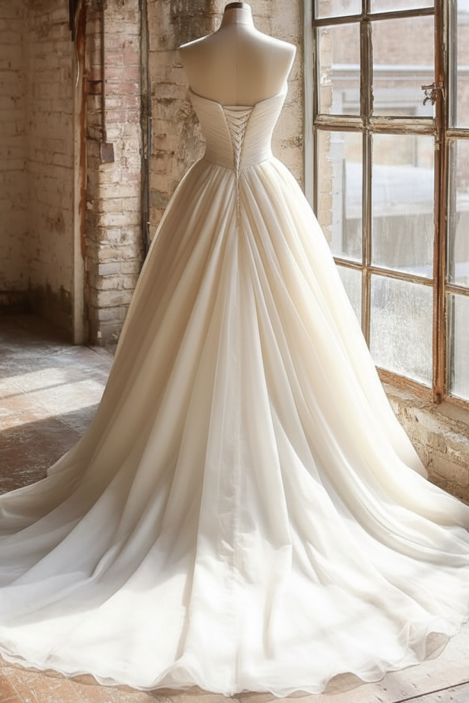 Sweetheart Off-Shoulder Sleeveless Chiffon Pleated Simple A-Line Wedding Dress with Train