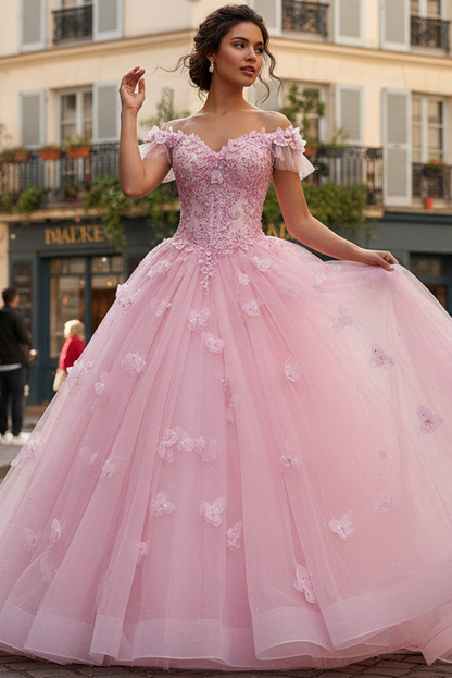 V-Neck Straps Sleeveless Beaded Sequined Applique Tulle Pleated A-Line Prom Dress