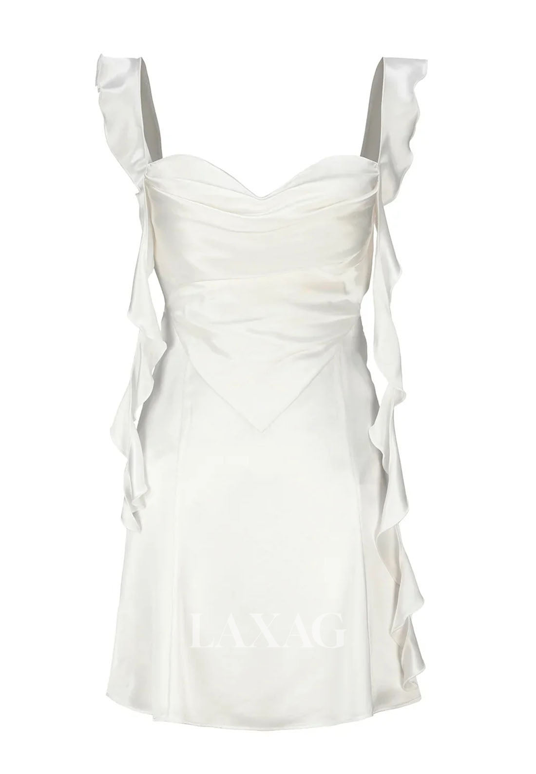 Simple Sweetheart Straps Sleeveless Pleated Satin A-Line Party Homecoming Dress