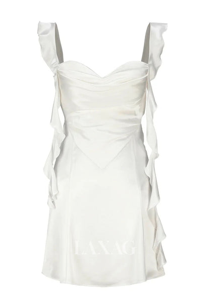 Simple Sweetheart Straps Sleeveless Pleated Satin A-Line Party Homecoming Dress