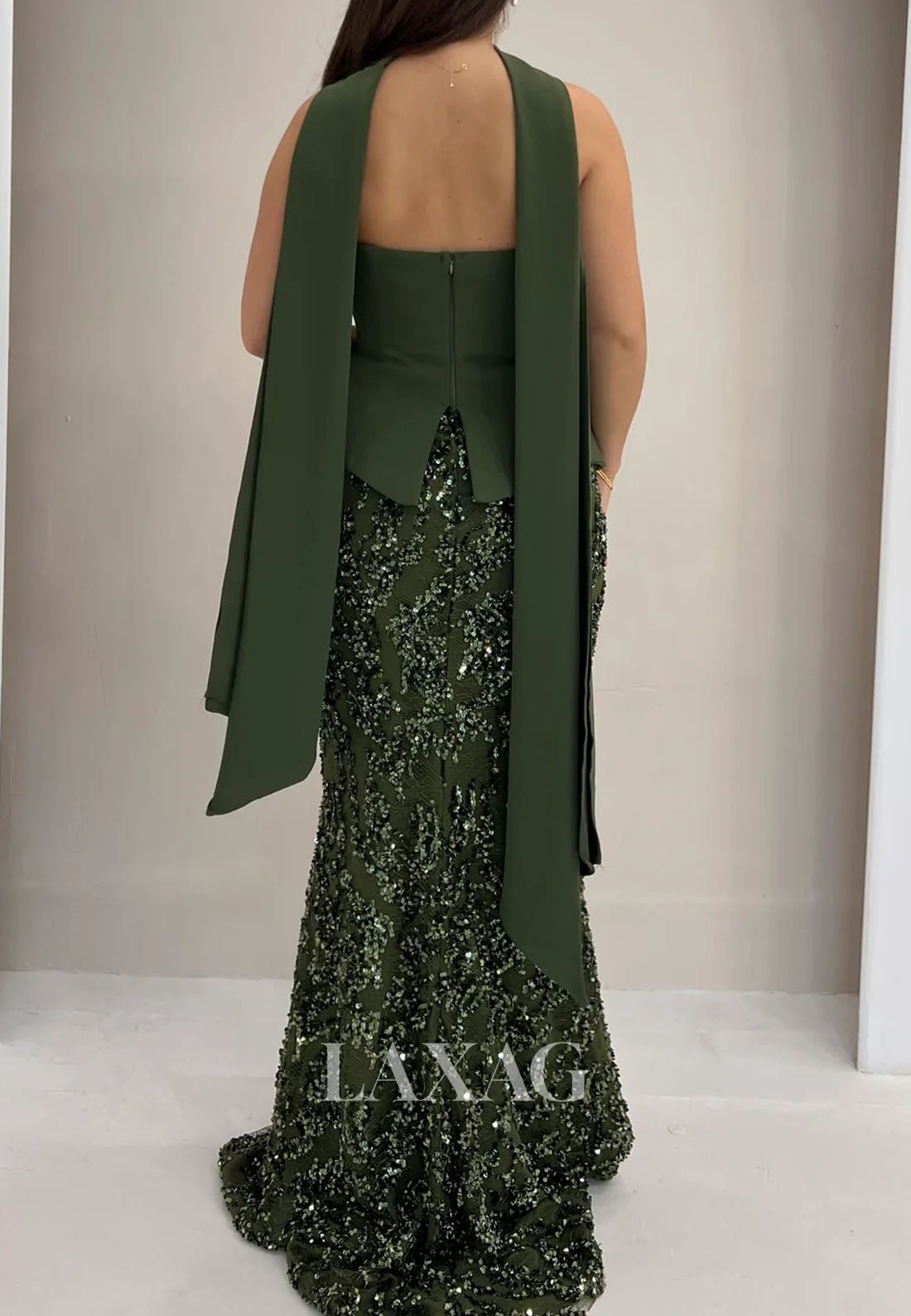 Tube Top Sleeveless Floor-Length Mermaid Evening Dress Off-Shoulder Sequined Satin Formal Gowns