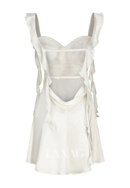 Simple Sweetheart Straps Sleeveless Pleated Satin A-Line Party Homecoming Dress