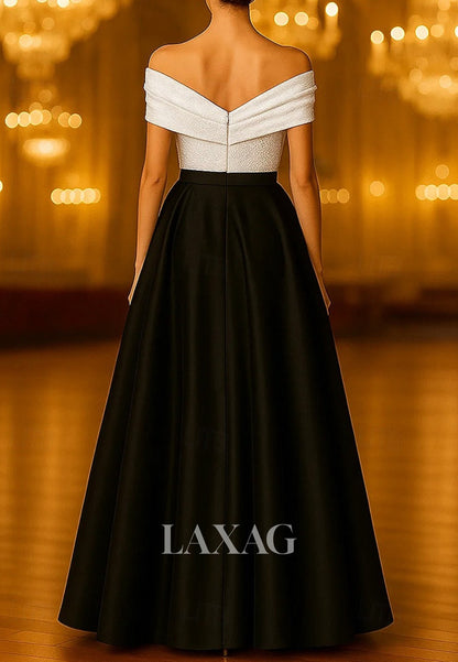 V-Neck Sleeveless Two Tone Sequined Satin Pleated A-Line Mother of the Bride Dress with Slit