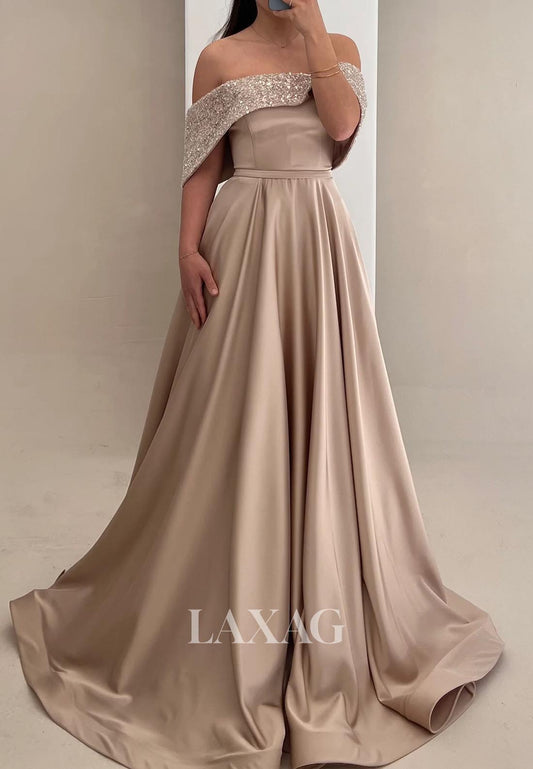 Tube Top Sleeveless Pleated Formal Gowns Sequined Pleated Satin A-Line Evening Dress