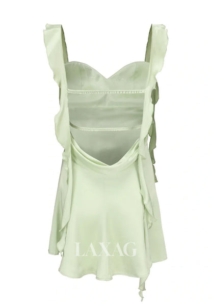 Simple Sweetheart Straps Sleeveless Pleated Satin A-Line Party Homecoming Dress