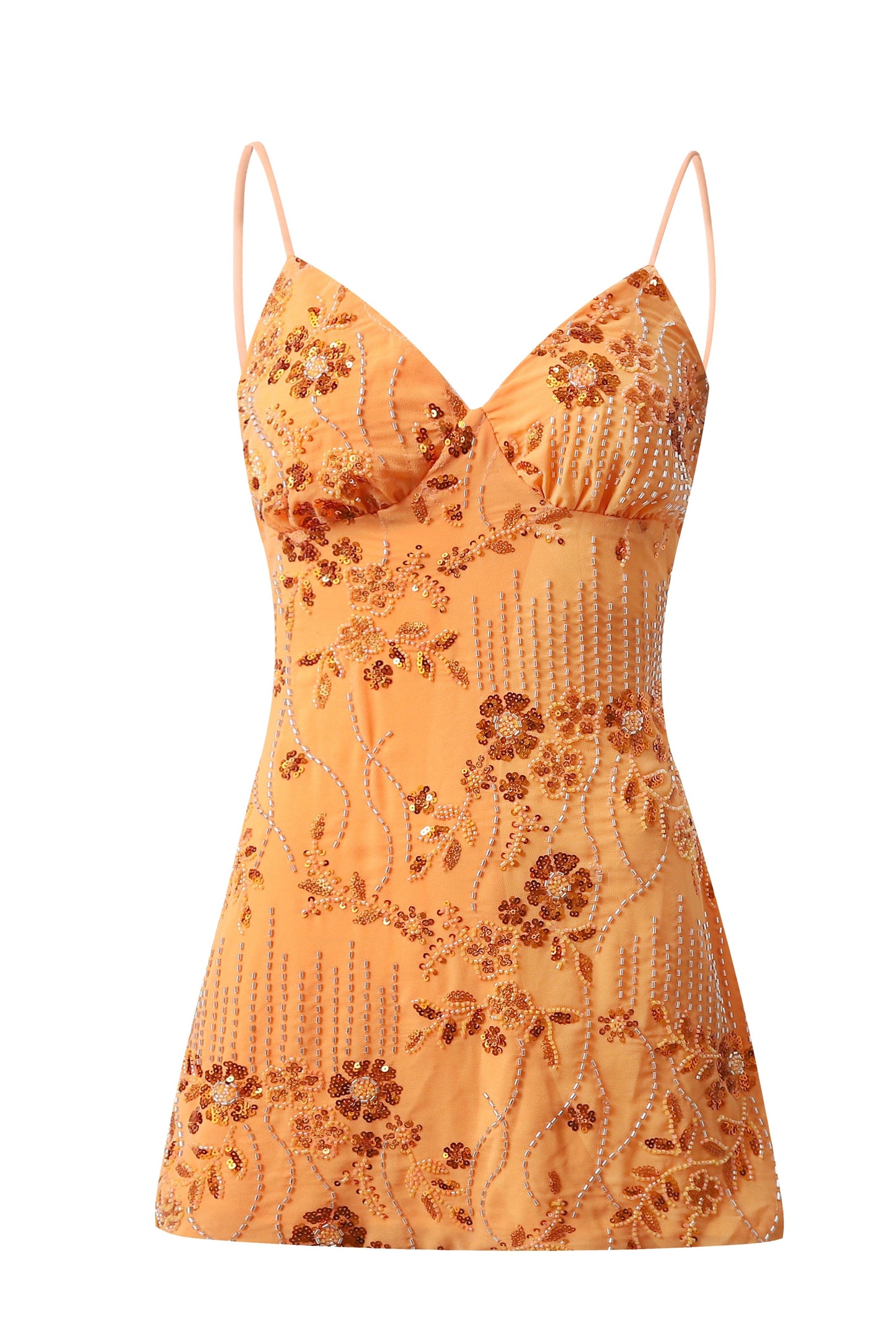 Beaded Floral Slip Dress with Open Tie Back