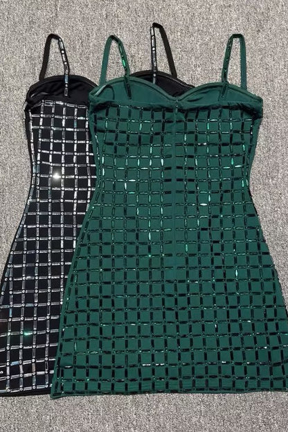 Sequin Sweetheart Mini Dress with Spaghetti Straps