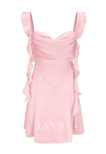 Simple Sweetheart Straps Sleeveless Pleated Satin A-Line Party Homecoming Dress