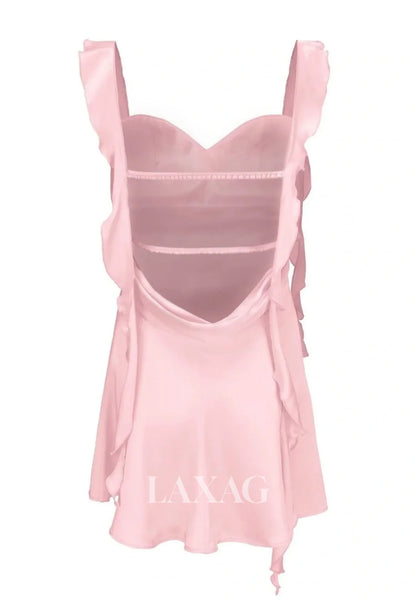 Simple Sweetheart Straps Sleeveless Pleated Satin A-Line Party Homecoming Dress