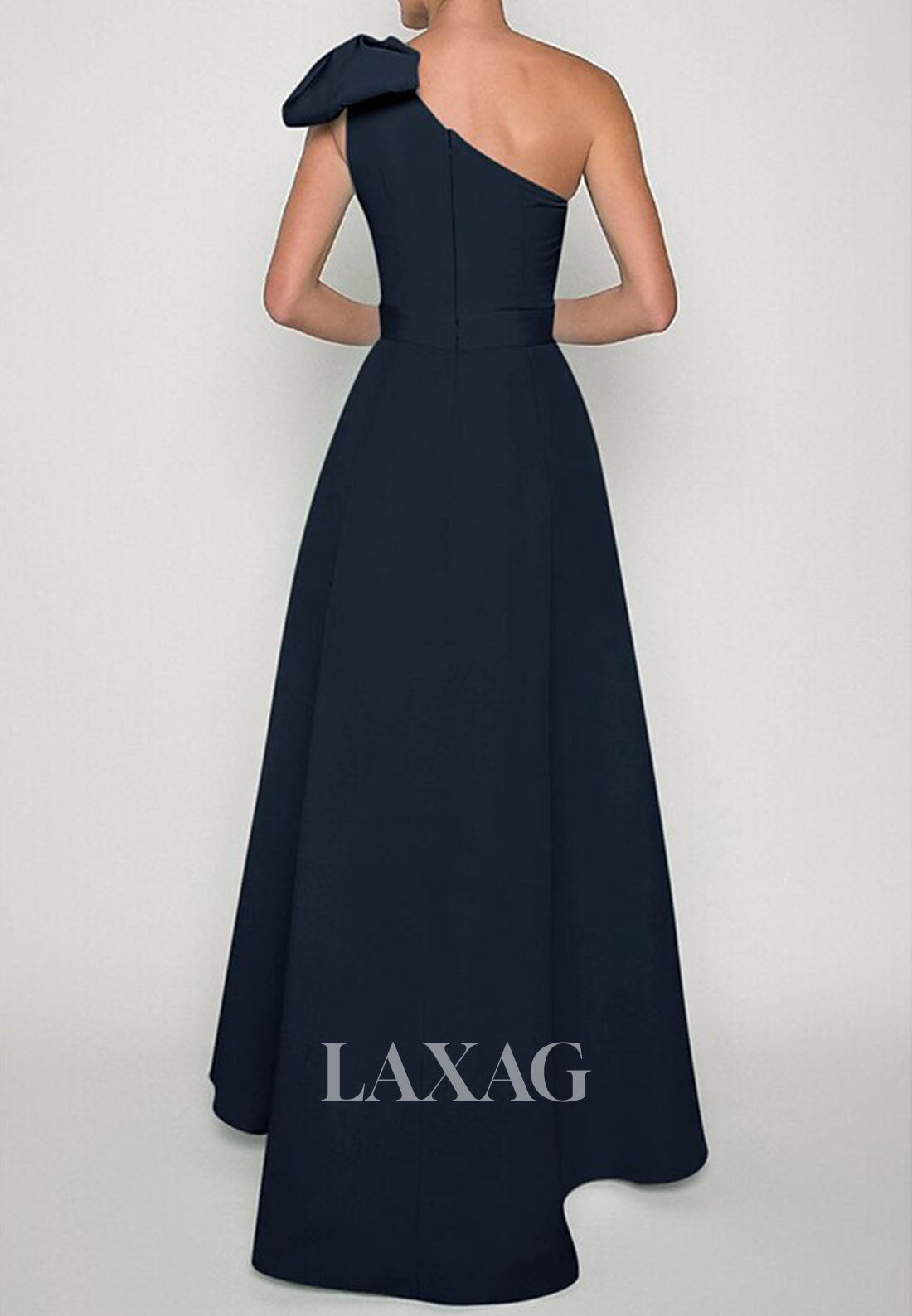 Asymmetrical-Neck One-Strap Sleeveless Satin Pleated Jumpsuit with Detachable Overskirt