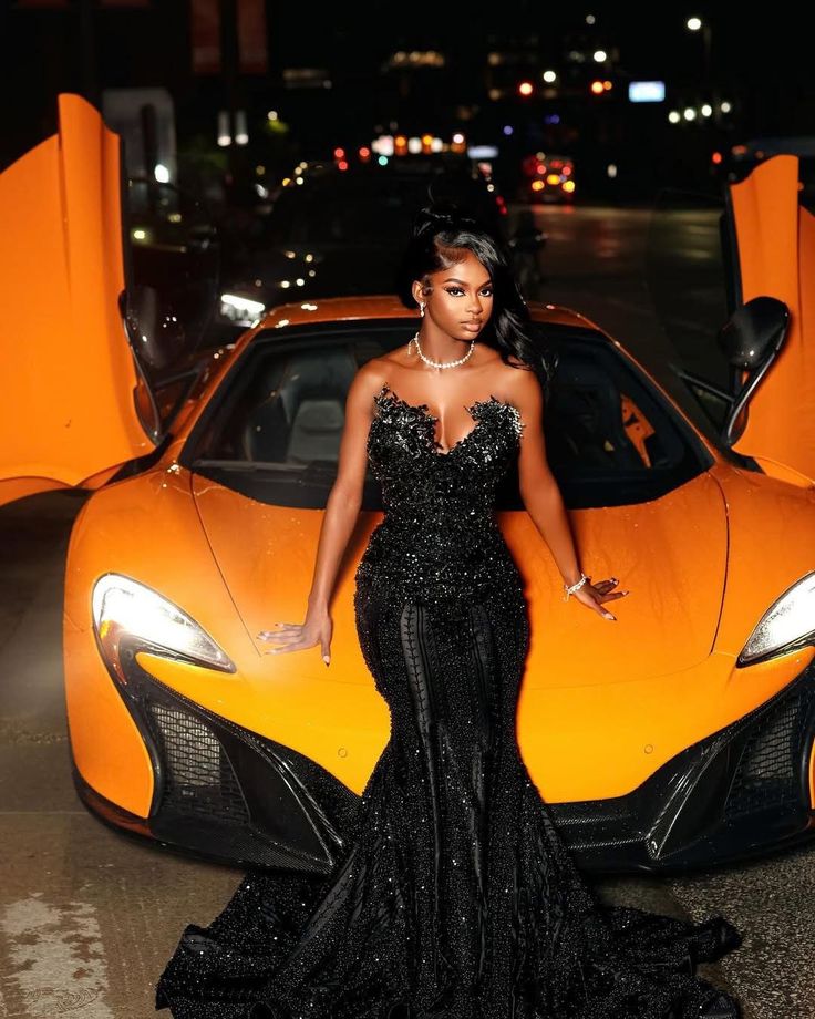 V-Neck Off-Shoulder Sleeveless Floral Embellished Sequined Beaded Mermaid Formal Prom Dress