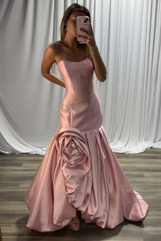 Sweetheart Off-Shoulder Floral Embossed Pleated Satin Trumpet Mermaid Prom Dress