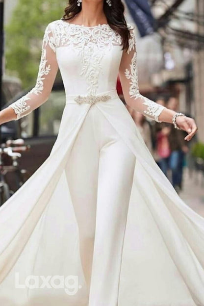 22520 - A-Line Bateau Long Sleeves Appliques Chiffon Mother of the Bride Dress