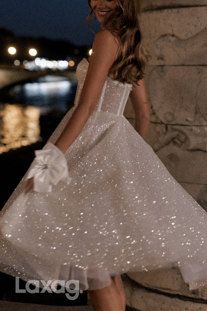 22649 - A-Line Glitter Sweetheart Fully Sequins Wedding Dress