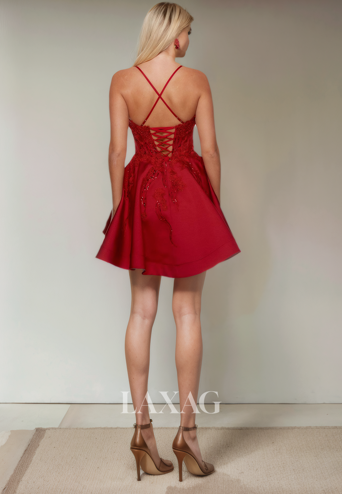 A-Line Halter Lace Appliques Sequins Elegant Party Homecoming Dress Laxag A-Line Halter Lace Appliques Sequins Elegant Party Homecoming Dress Laxag