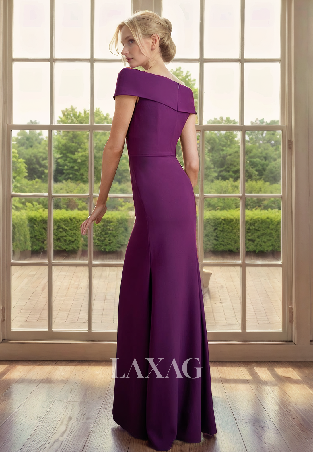 A-Line Off Shoulder Sleek Satin Elegant Mother of the Bride Dress