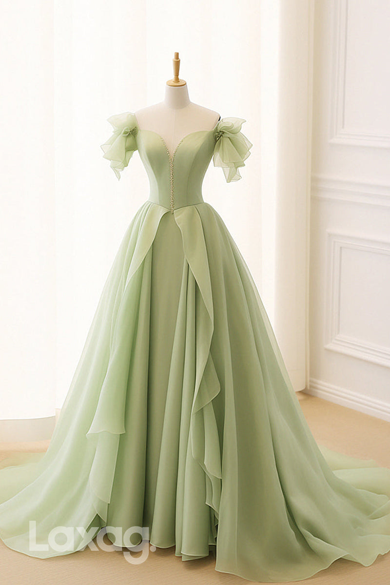 22454 - A-Line Off Shoulder Sweetheart Tulle Party Prom Formal Evening Dress