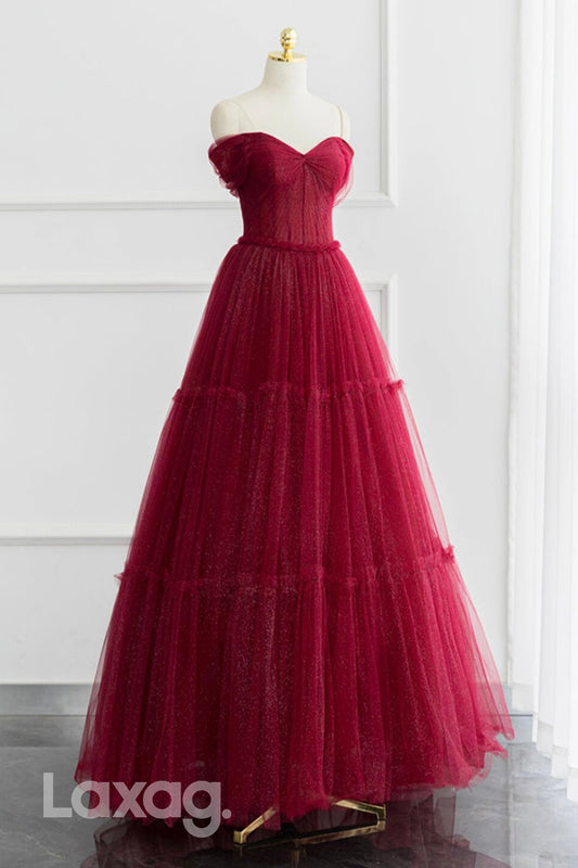 22452 - A-Line Off Shoulder Sweetheart Tulle Party Prom Formal Evening Dress