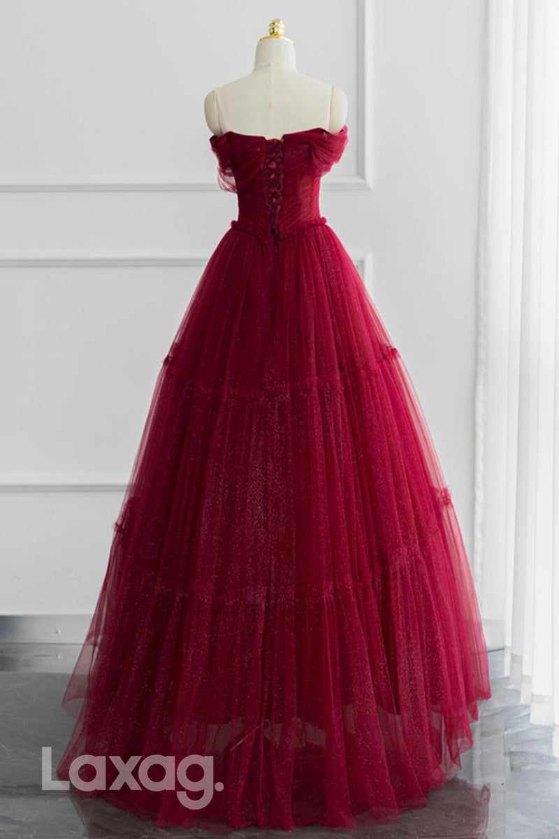 22452 - A-Line Off Shoulder Sweetheart Tulle Party Prom Formal Evening Dress