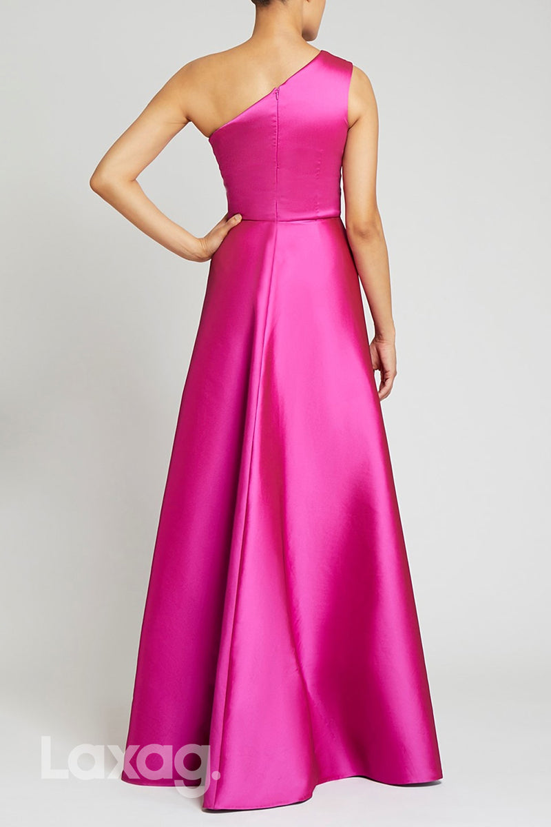 22512 - A-Line One Shoulder Sleek Satin Mother of the Bride Dress