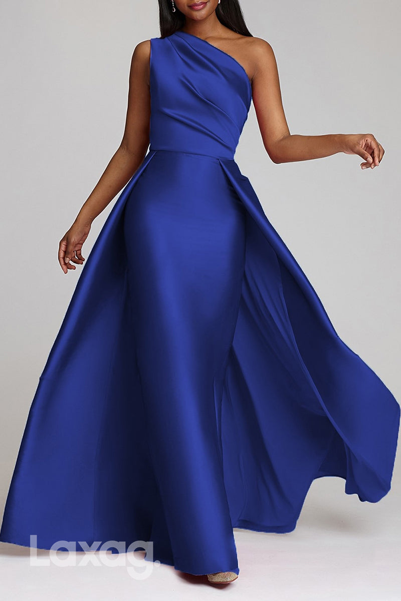 22512 - A-Line One Shoulder Sleek Satin Mother of the Bride Dress