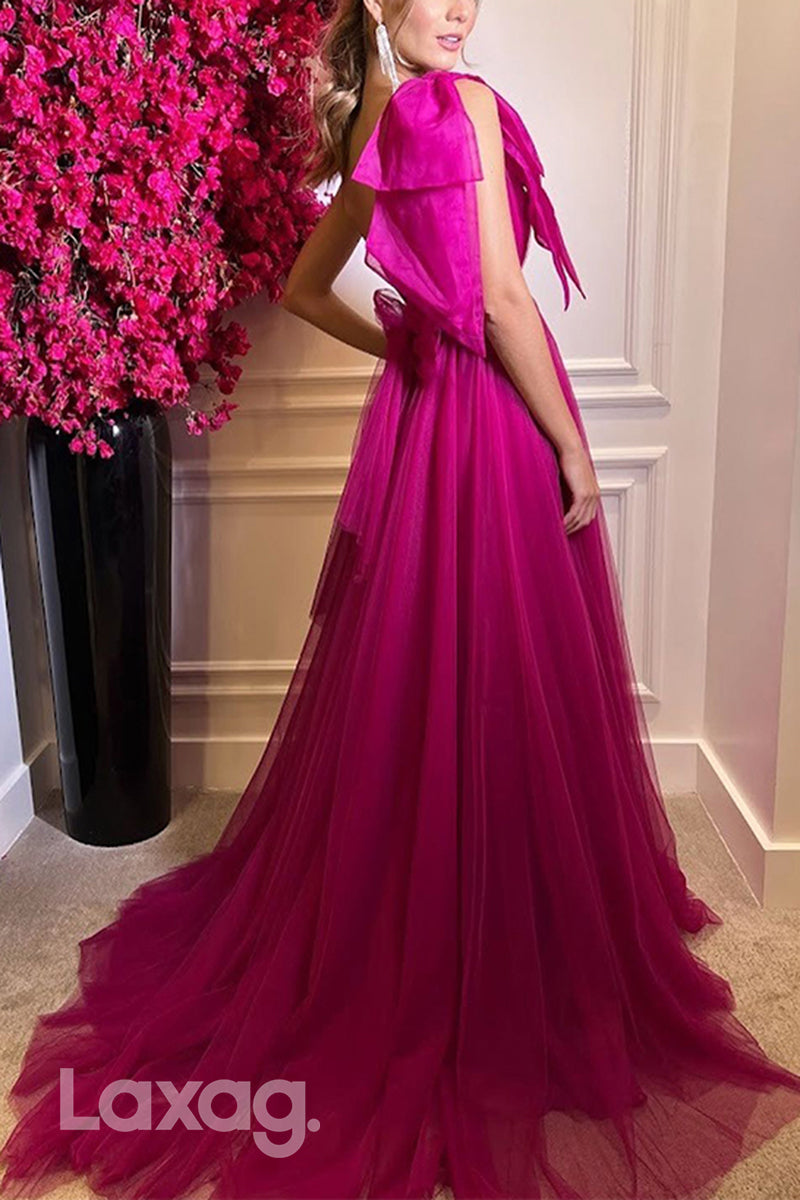 22683 - A-Line One Shoulder Sweetheart Tulle Mother of the Bride Dress with Slit