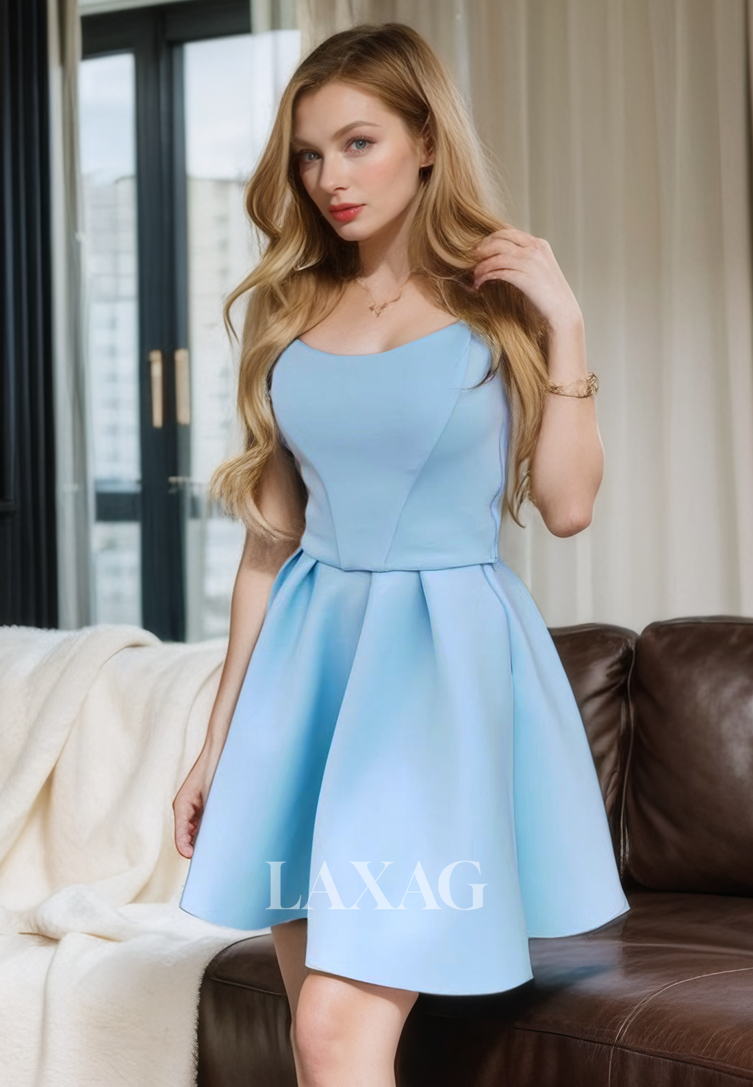 A-Line Pleated Sleek Satin Elegant Party Homecoming Dress