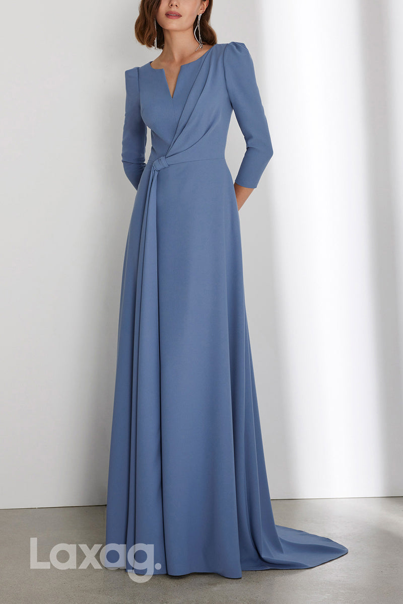 22797 - A-Line Quareter Sleeves Elegant Cocktail Party Formal Evening Dress with Train